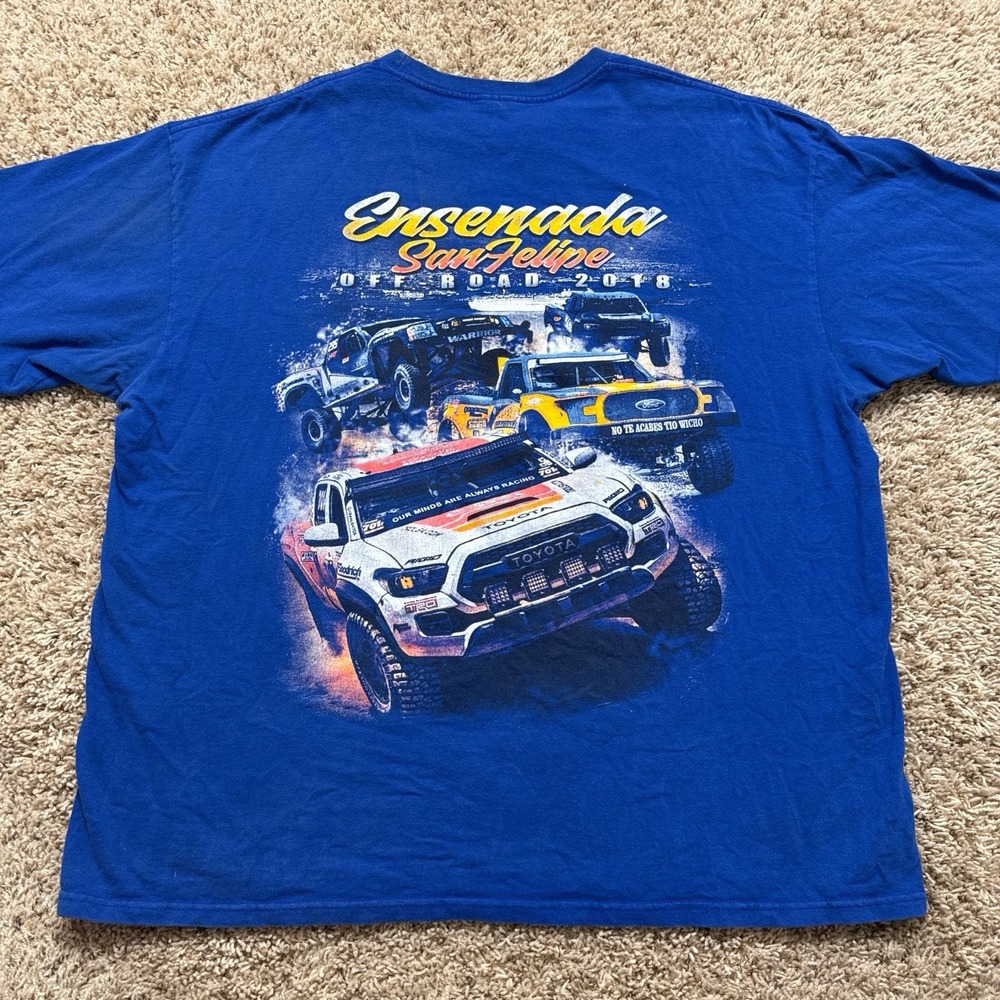 2018 Ensenada San Felipe Off-Road Racing Graphic Tee Men's XXL 2XL Blue Cotton